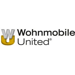 Logo of Wohnmobile United with a stylized W in gold and gray on a white background