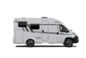 Carado motorhome, side view of a white semi-integrated motorhome